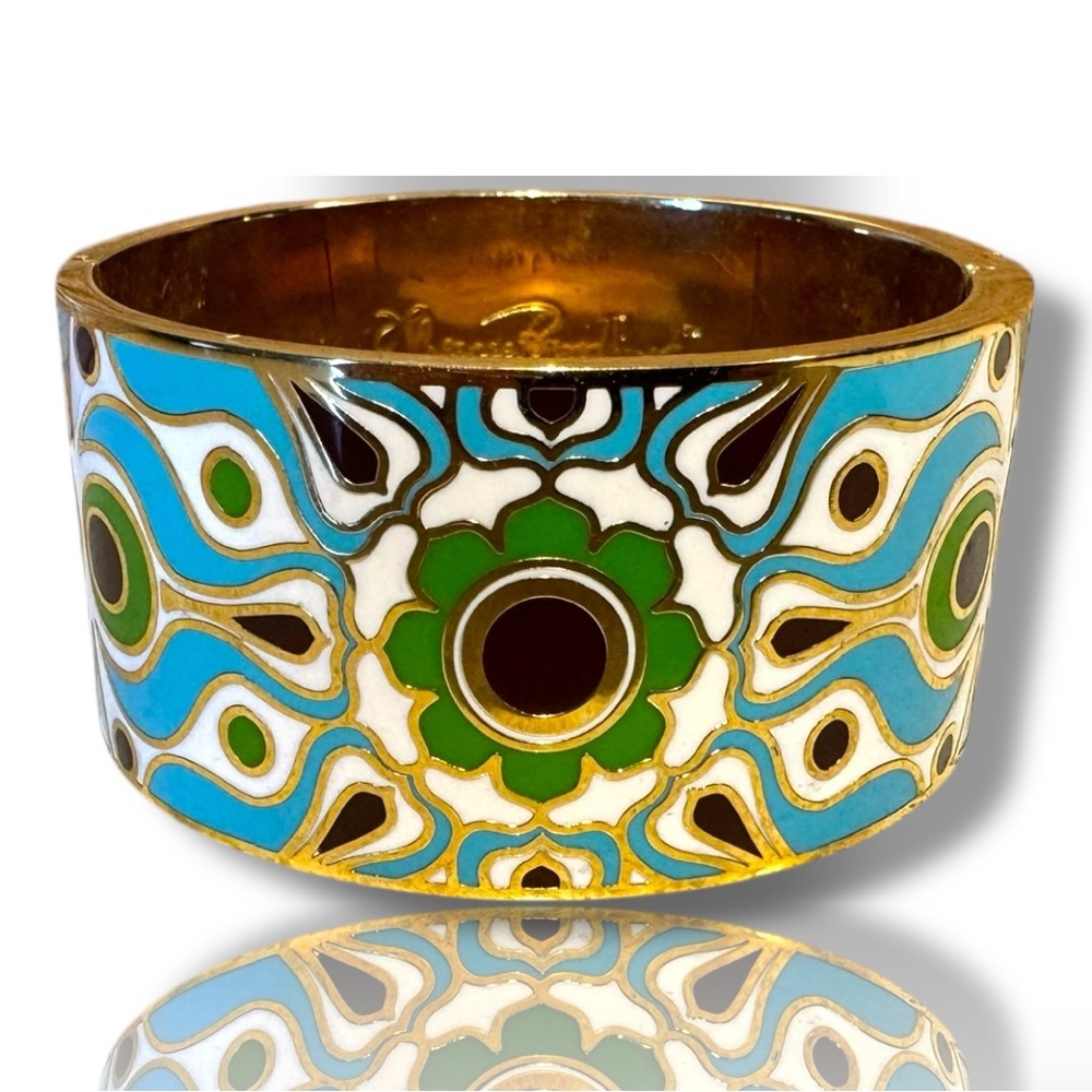 Kate Spade x Florence Broadhurst Enamel “Carry The Torch” hinged idiom bangle - Picture 4 of 7